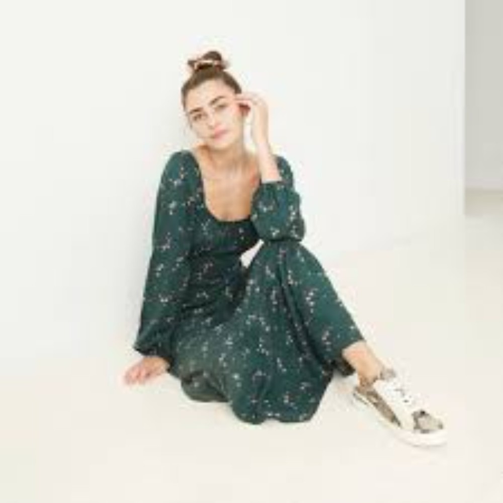 WILD FABLE MAXI DRESS PUFF LONG SLEEVE FLORAL